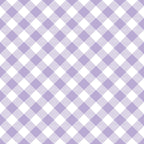Pattern of diagonal squares in lavender and white, alternating with striped texture, creating a geometric, checkered effect.