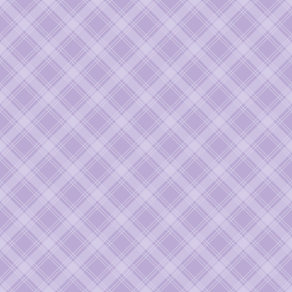 Purple and white plaid pattern with diagonal intersecting lines, creating diamond shapes.
