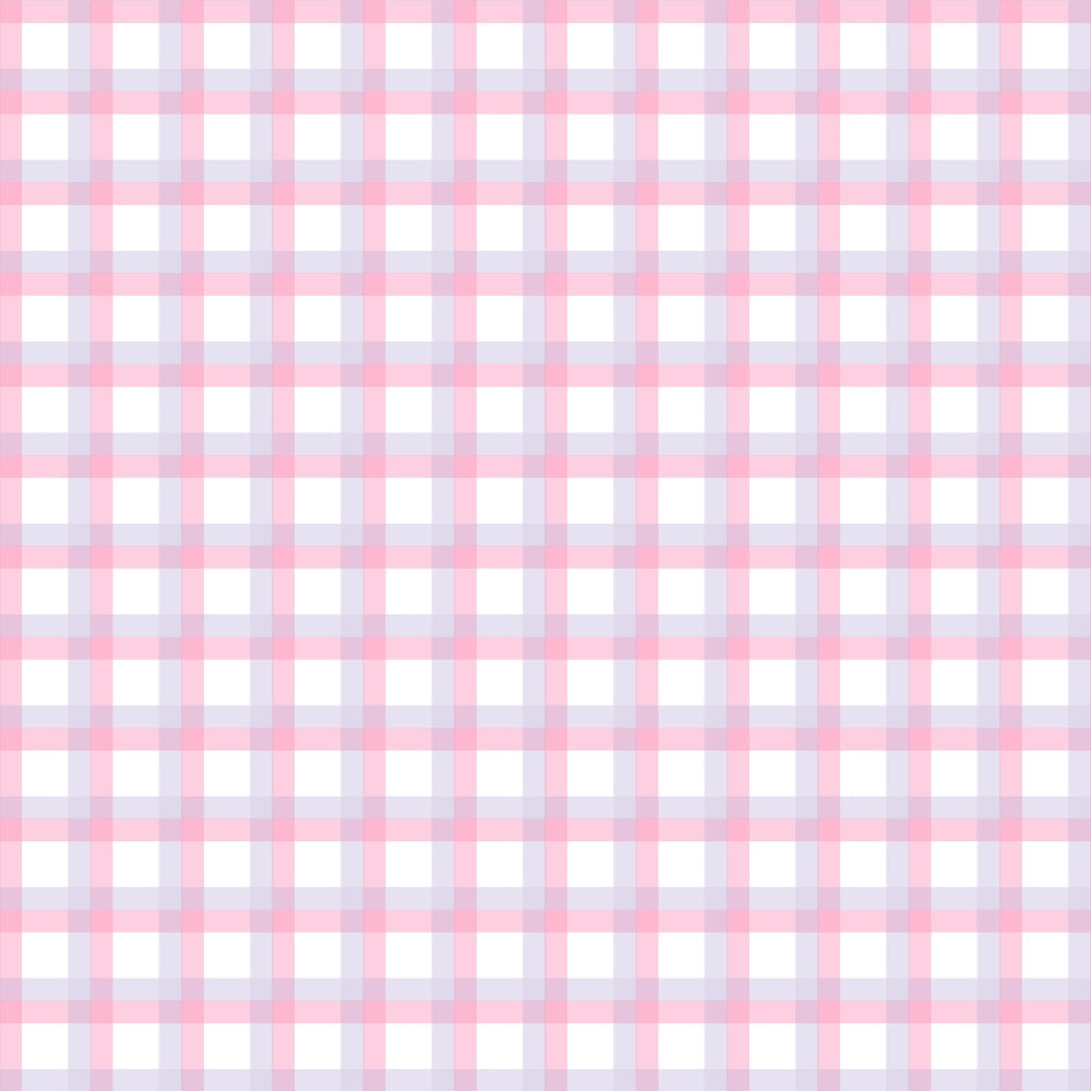 A seamless pink and white plaid pattern with thin blue lines on a blank background.