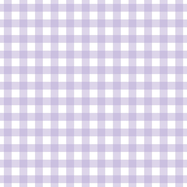 A seamless pattern with lavender and white checkered squares in a gingham design.