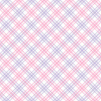 A checkered pattern with intersecting pink, purple, and white diagonal lines forming a plaid design on a light background.