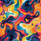 psychedelic, abstract swirls, vibrant colors, orange, yellow, blue, red, purple, teal, flowing patterns, liquid marble, organic shapes, retro art, groovy design,, fabric panel, fluid motion, colorful waves, artistic print, modern abstract