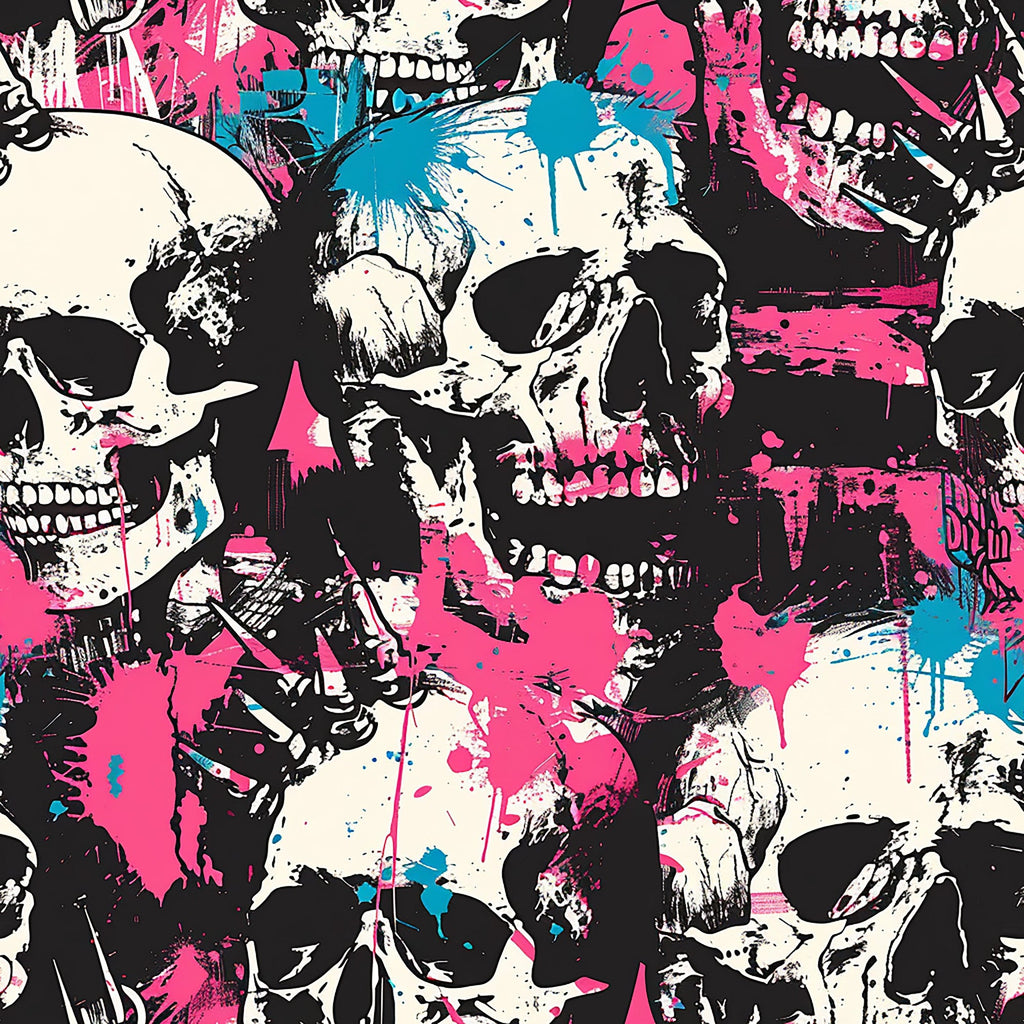 Punk Rock Skull Pattern 1 Minky Fabric