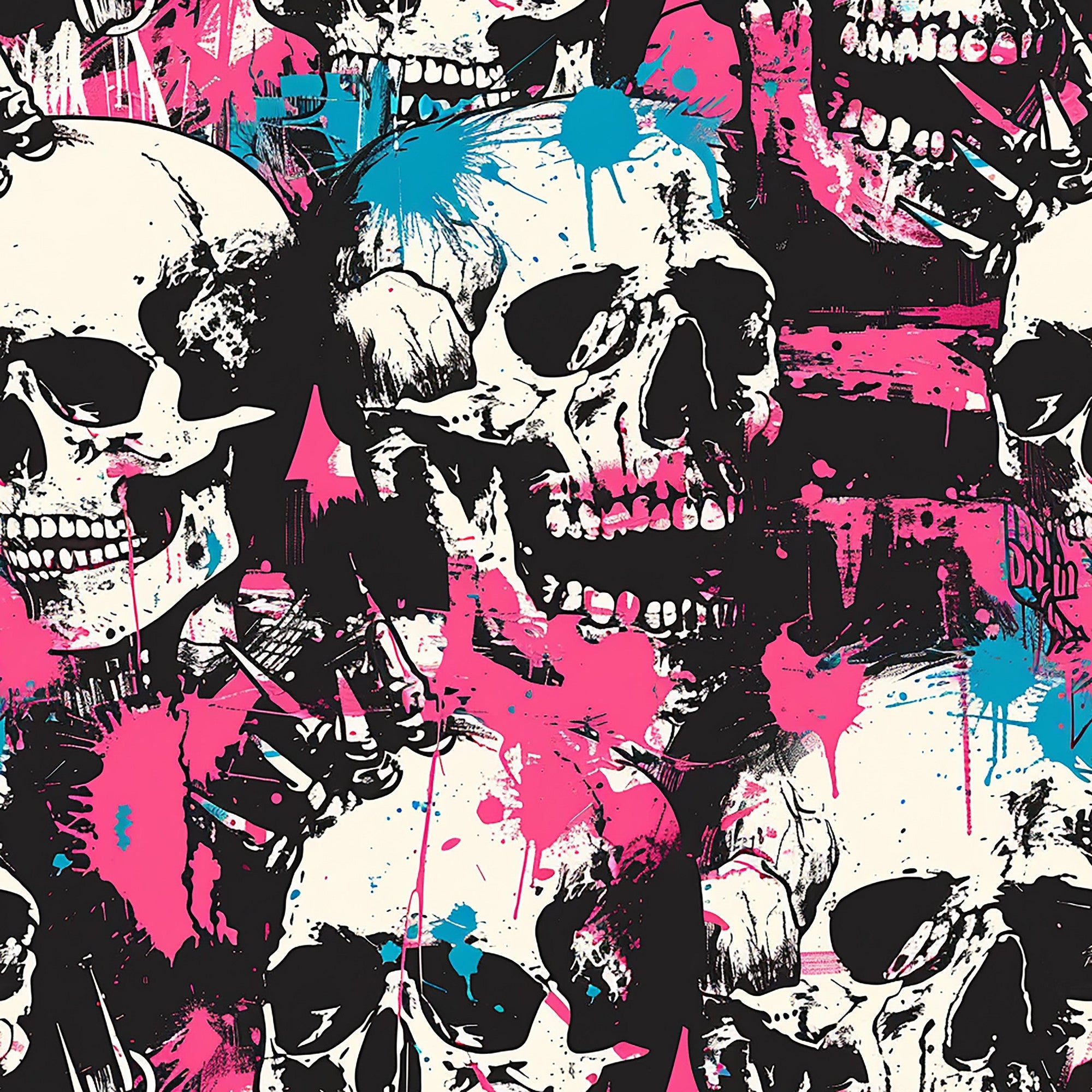 Punk Rock Skull Pattern 1 Minky Fabric