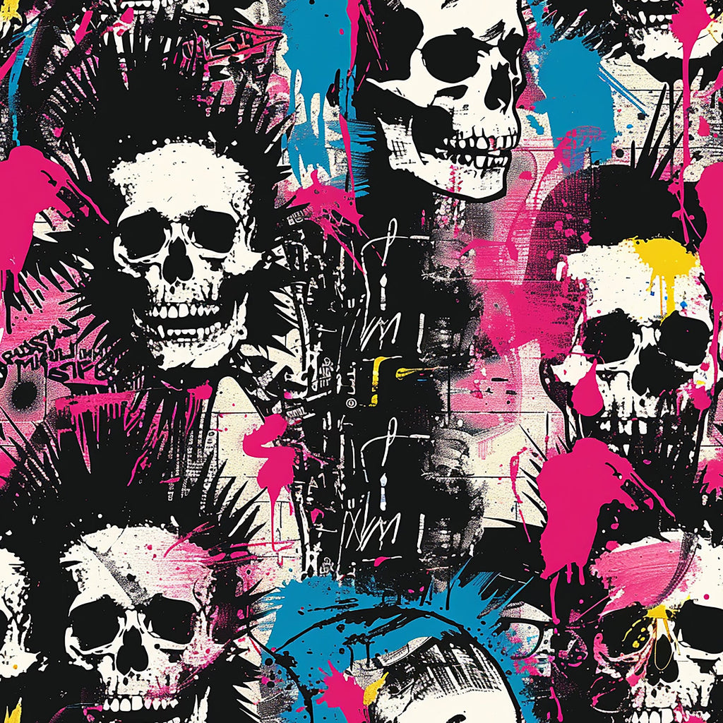 Punk Rock Skull Pattern 3 Minky Fabric