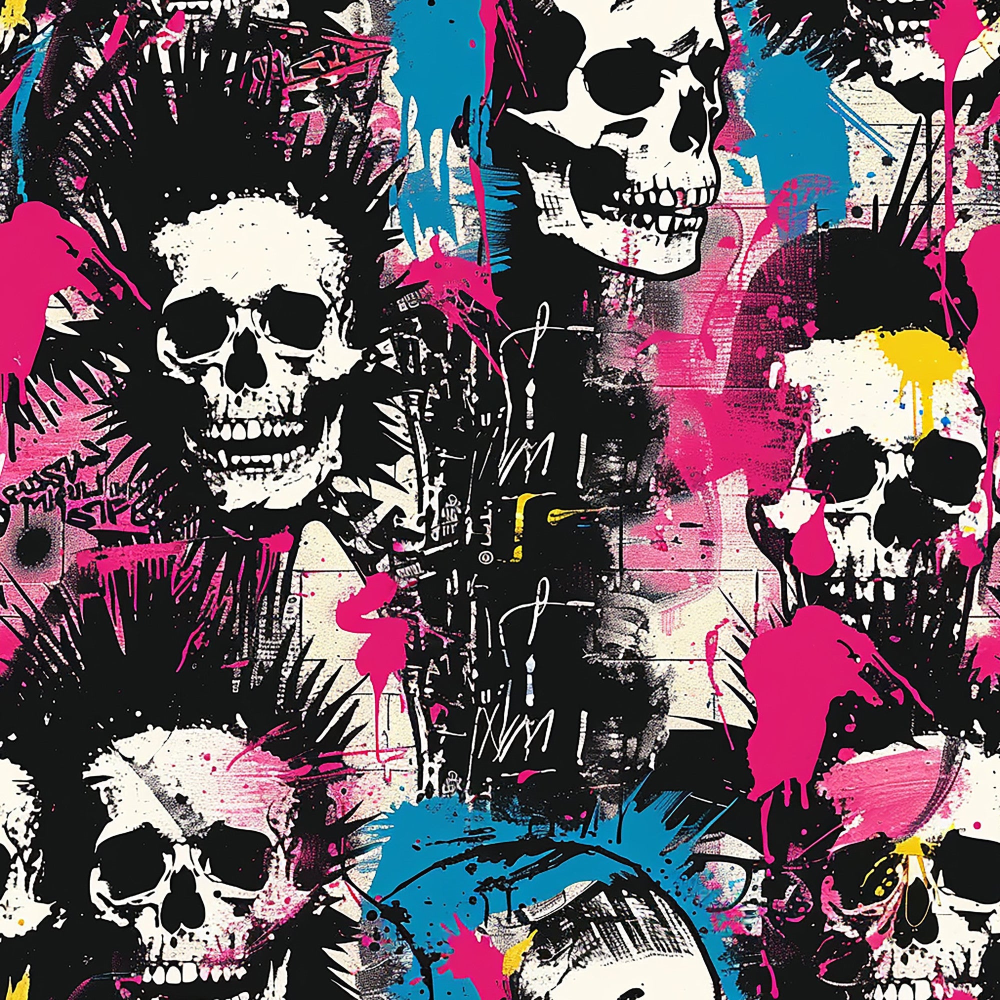 Punk Rock Skull Pattern 3 Minky Fabric