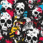 Punk Rock Skull Pattern 4 Minky Fabric