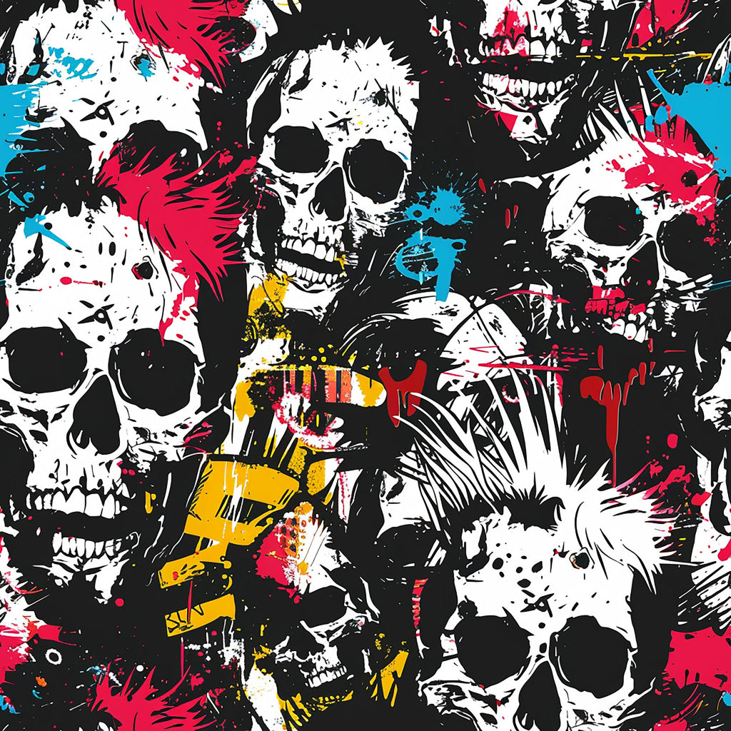 Punk Rock Skull Pattern 4 Minky Fabric