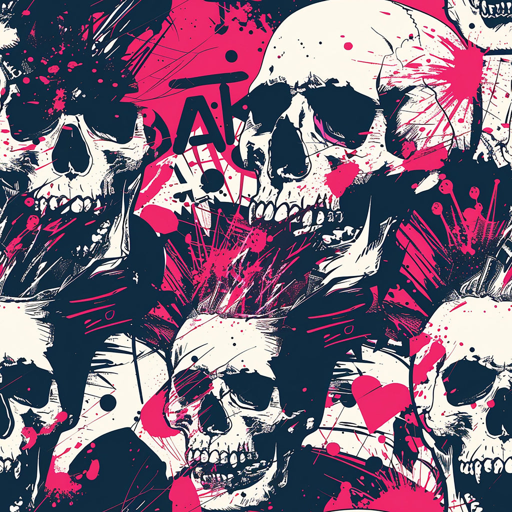 Punk Rock Skull Pattern 5 Minky Fabric