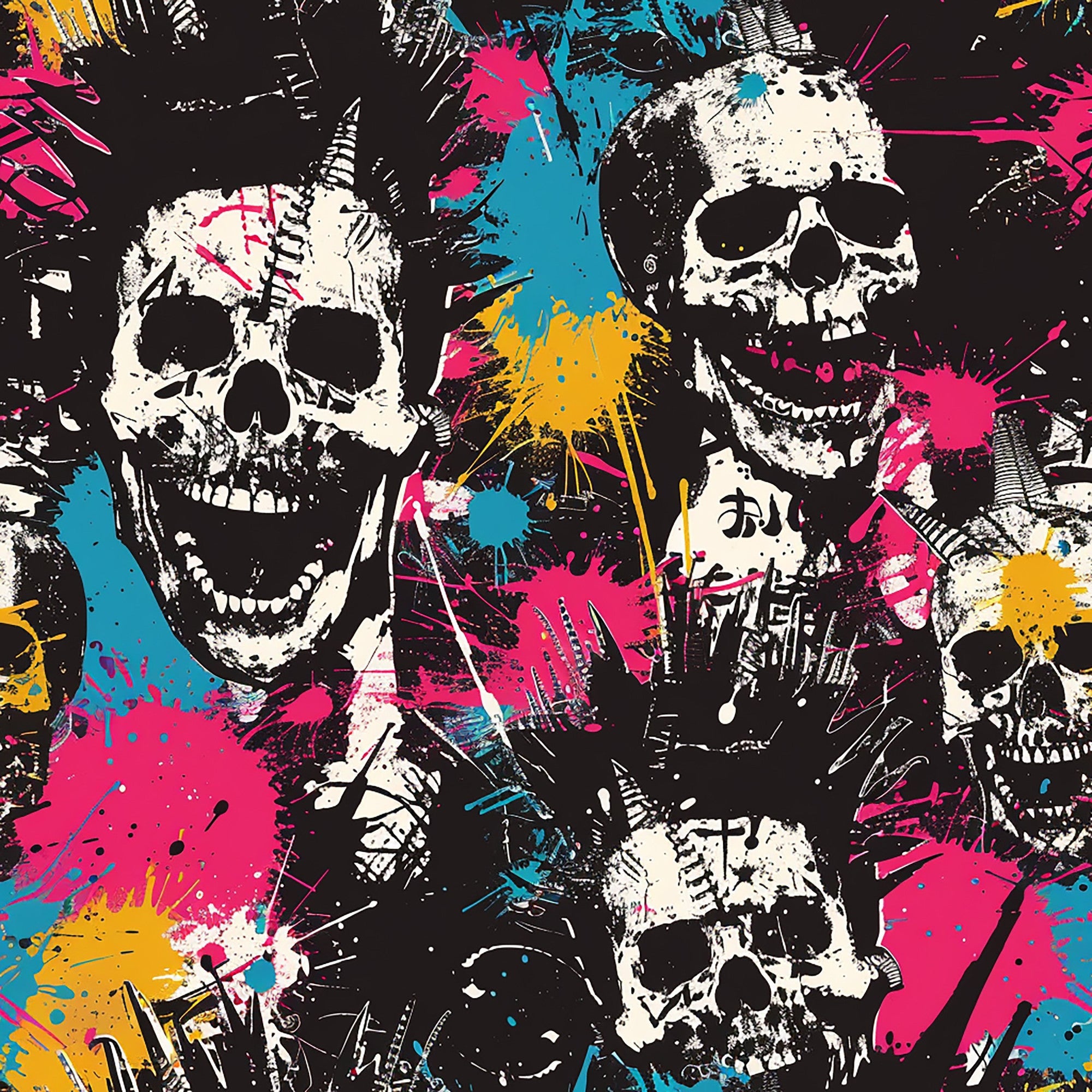 Punk Rock Skull Pattern 6 Minky Fabric