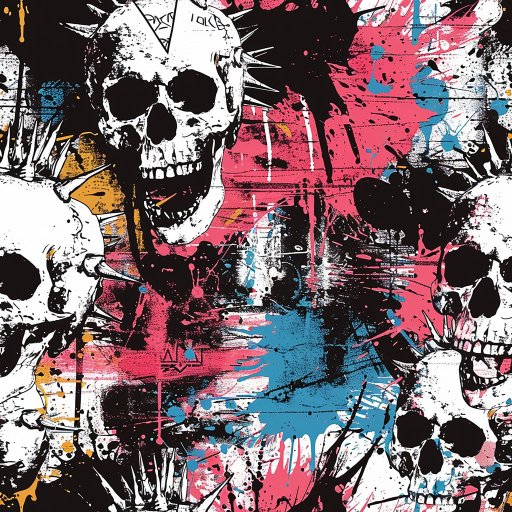 Punk Rock Skull Pattern 7 Minky Fabric