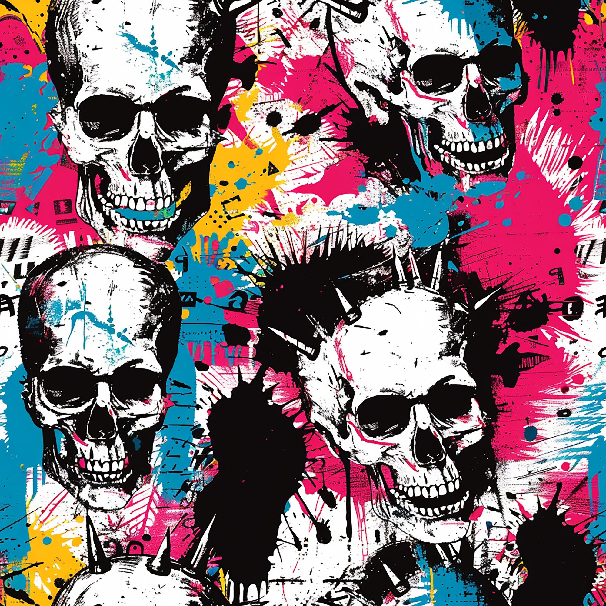 Punk Rock Skull Pattern 8 Minky Fabric