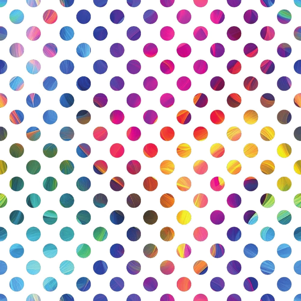 rainbow dots, polka dots, circular pattern, geometric design, vibrant colors, multicolored circles, blue, purple, pink, orange, yellow, green, teal, magenta, gradient effects, ombre circles,, fabric panel, bright pattern, colorful dots, contemporary design, modern geometric