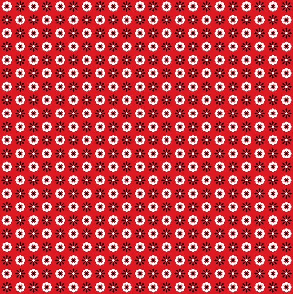 Red background with a repeating pattern of black and white star-like shapes arranged in a grid formation.
