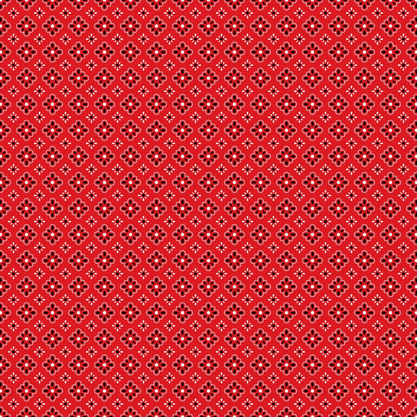 Red background with a repeating pattern of white geometric shapes forming a diamond lattice design.