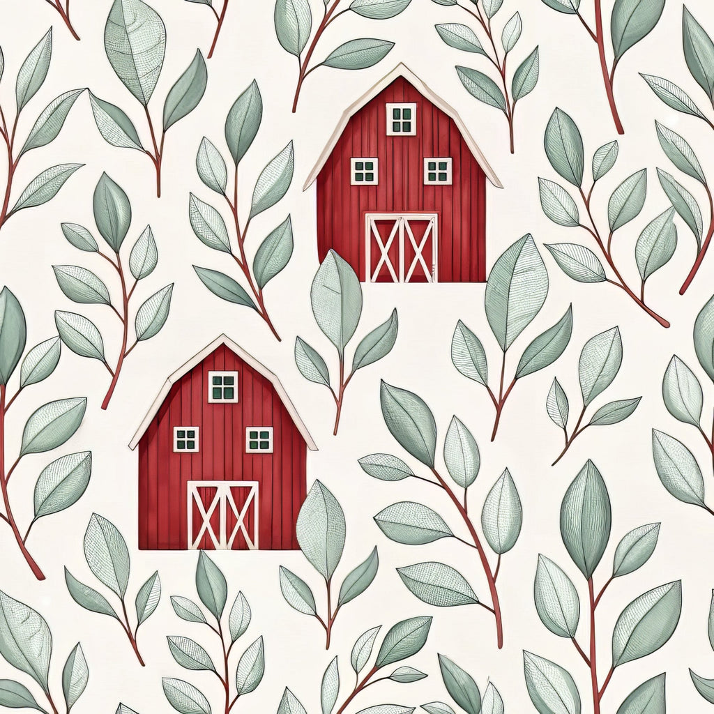 Red Farmhouse Pattern 5 Quilting Cotton Fabric