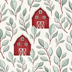 Red Farmhouse Pattern 5 Quilting Cotton Fabric