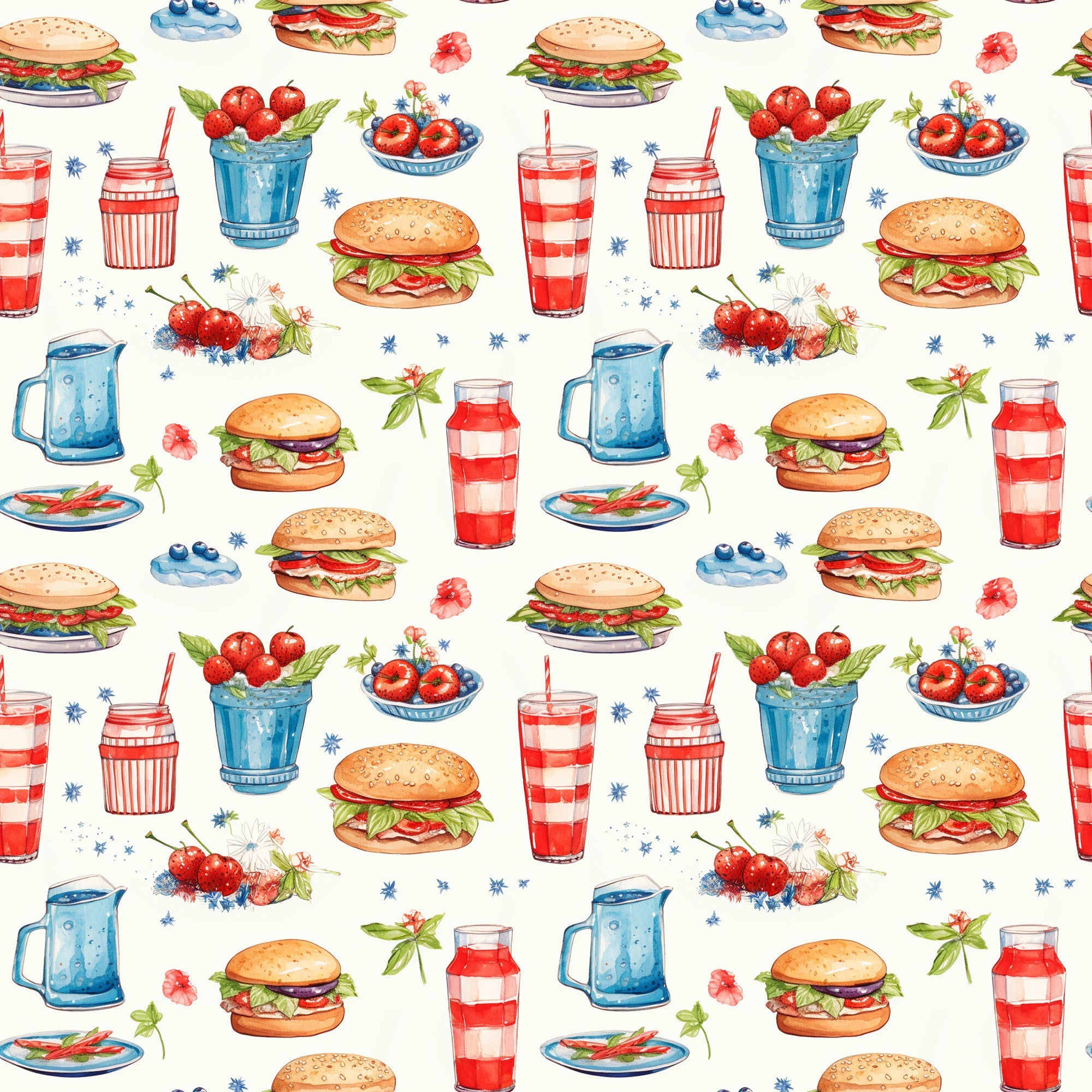 Patriotic Picnic Pattern 1 Minky Fabric