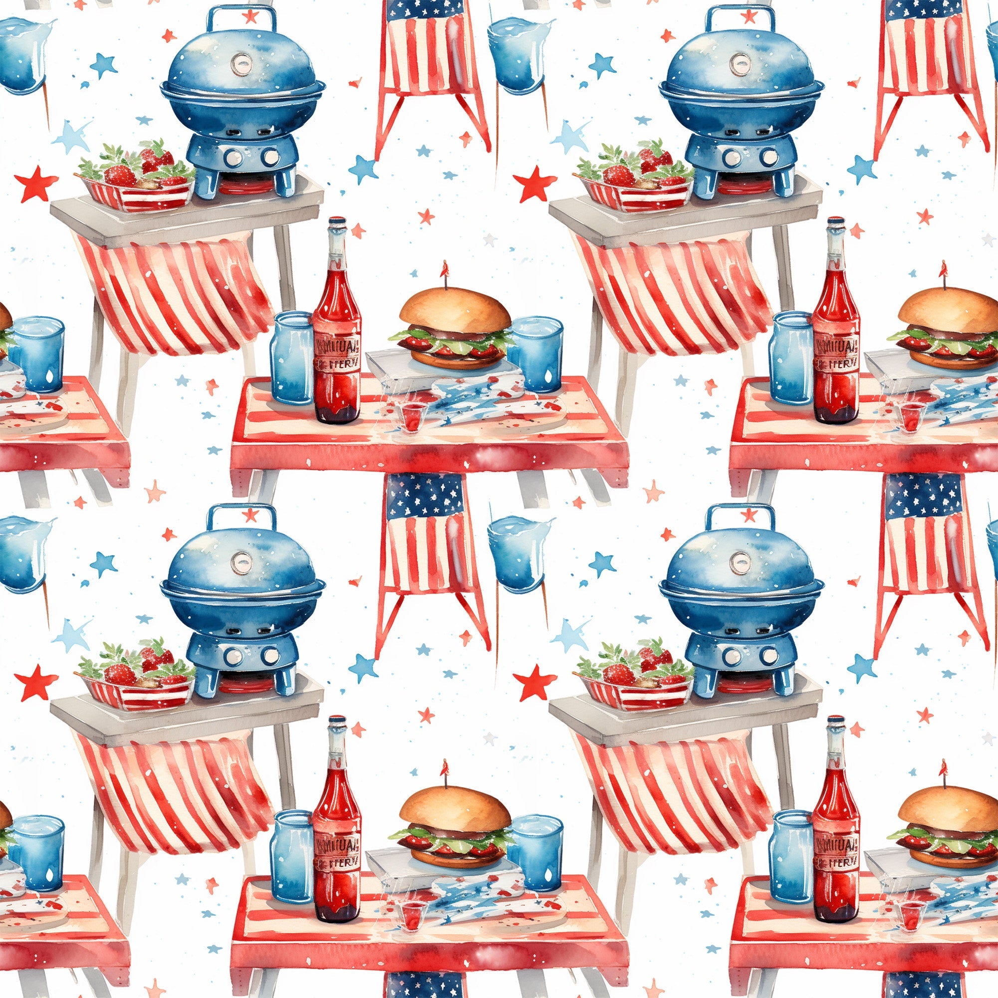 Patriotic Picnic Pattern 10 Minky Fabric