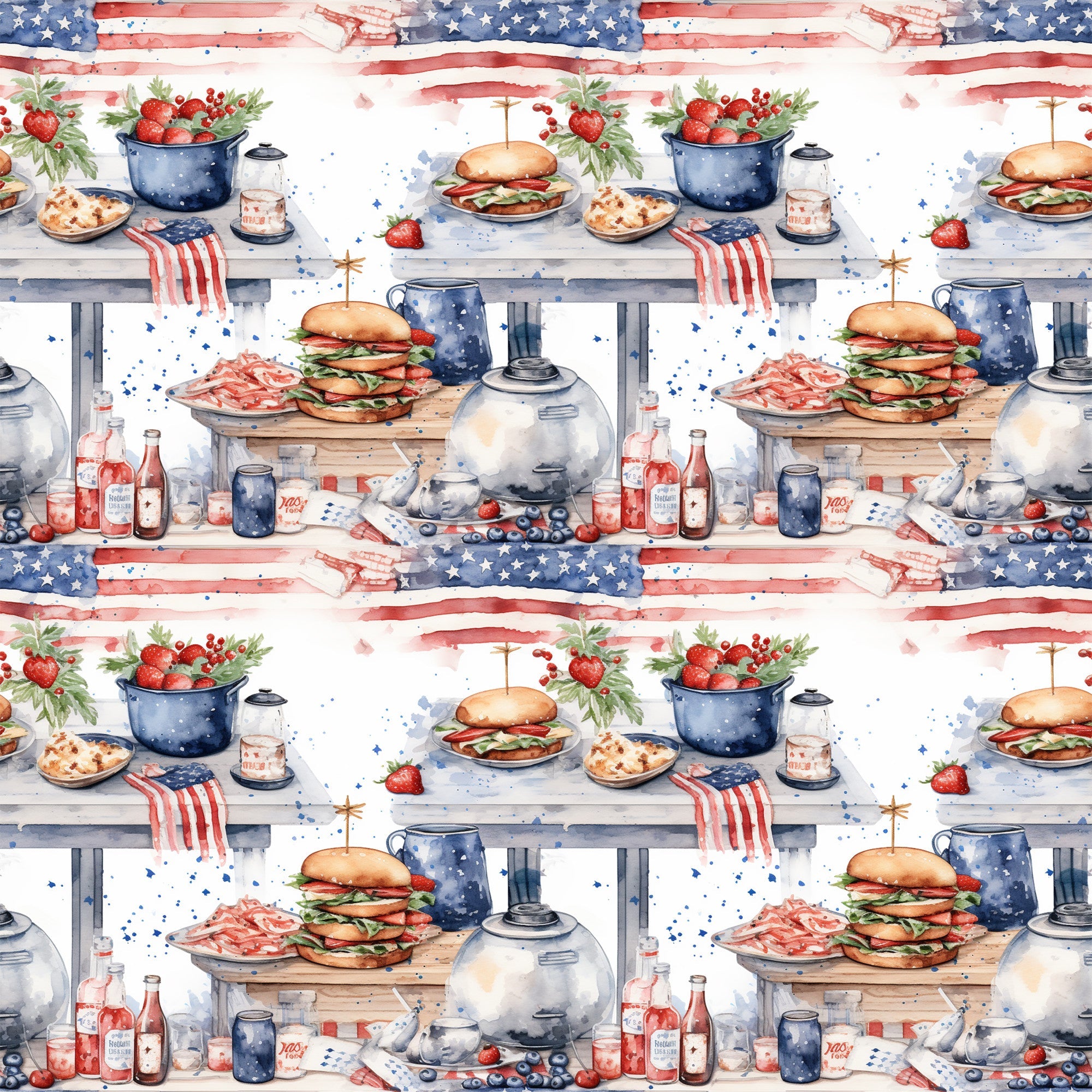 Patriotic Picnic Pattern 11 Minky Fabric