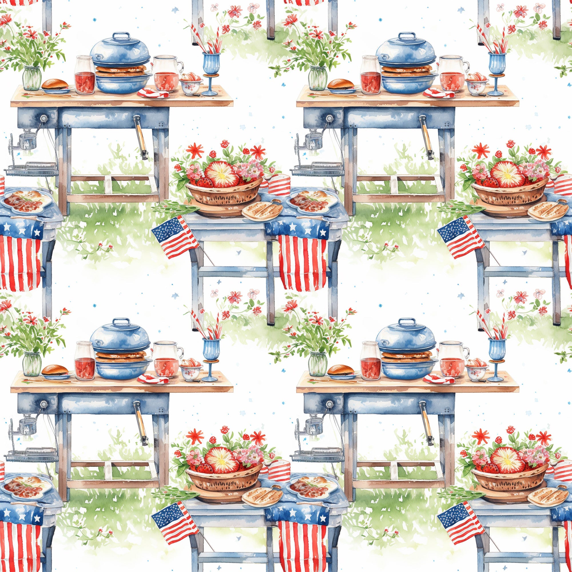 Patriotic Picnic Pattern 12 Minky Fabric