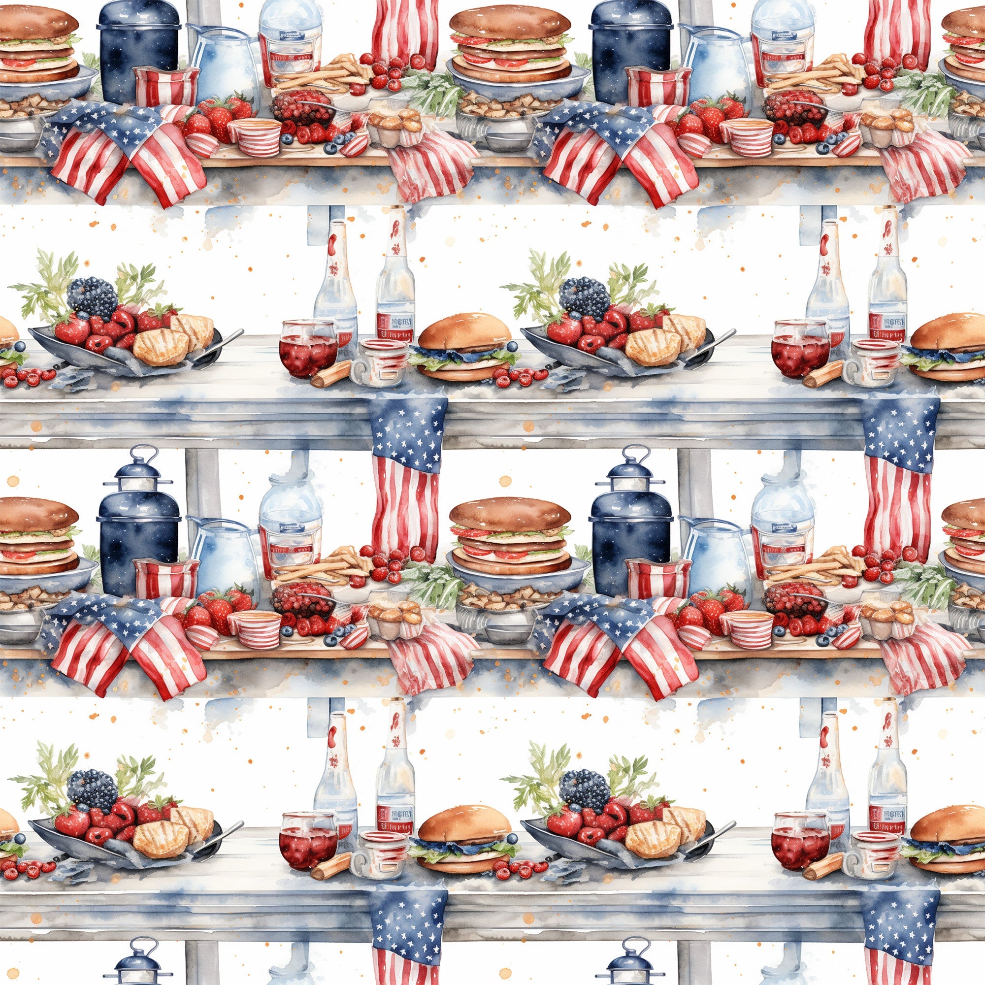 Patriotic Picnic Pattern 2 Minky Fabric
