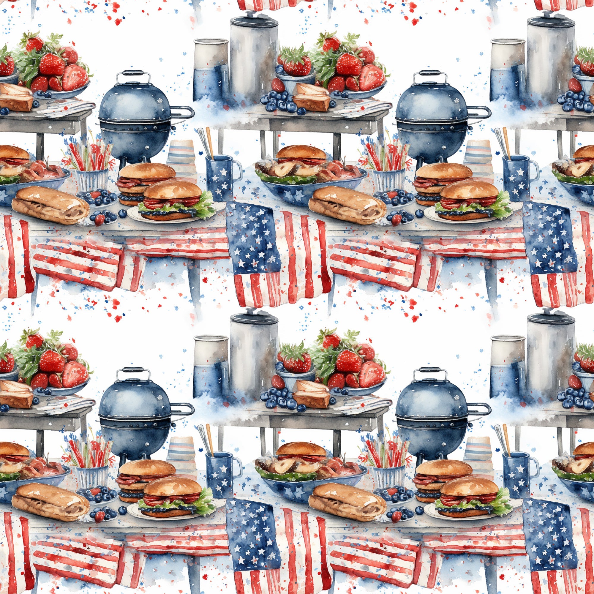 Patriotic Picnic Pattern 3 Minky Fabric
