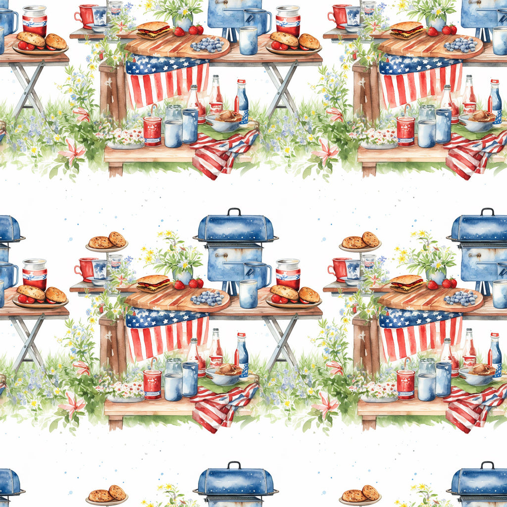 Patriotic Picnic Pattern 4 Minky Fabric