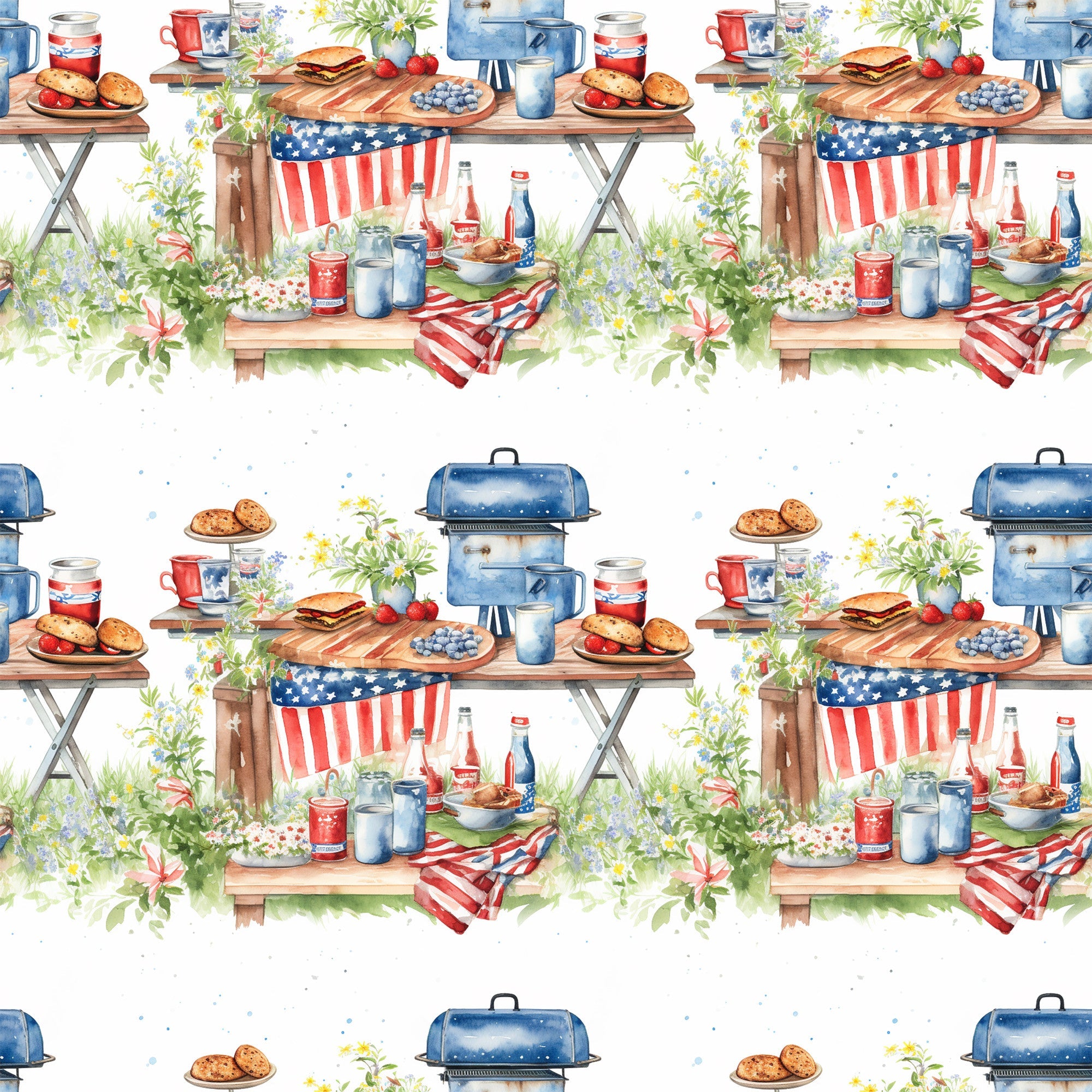 Patriotic Picnic Pattern 4 Minky Fabric
