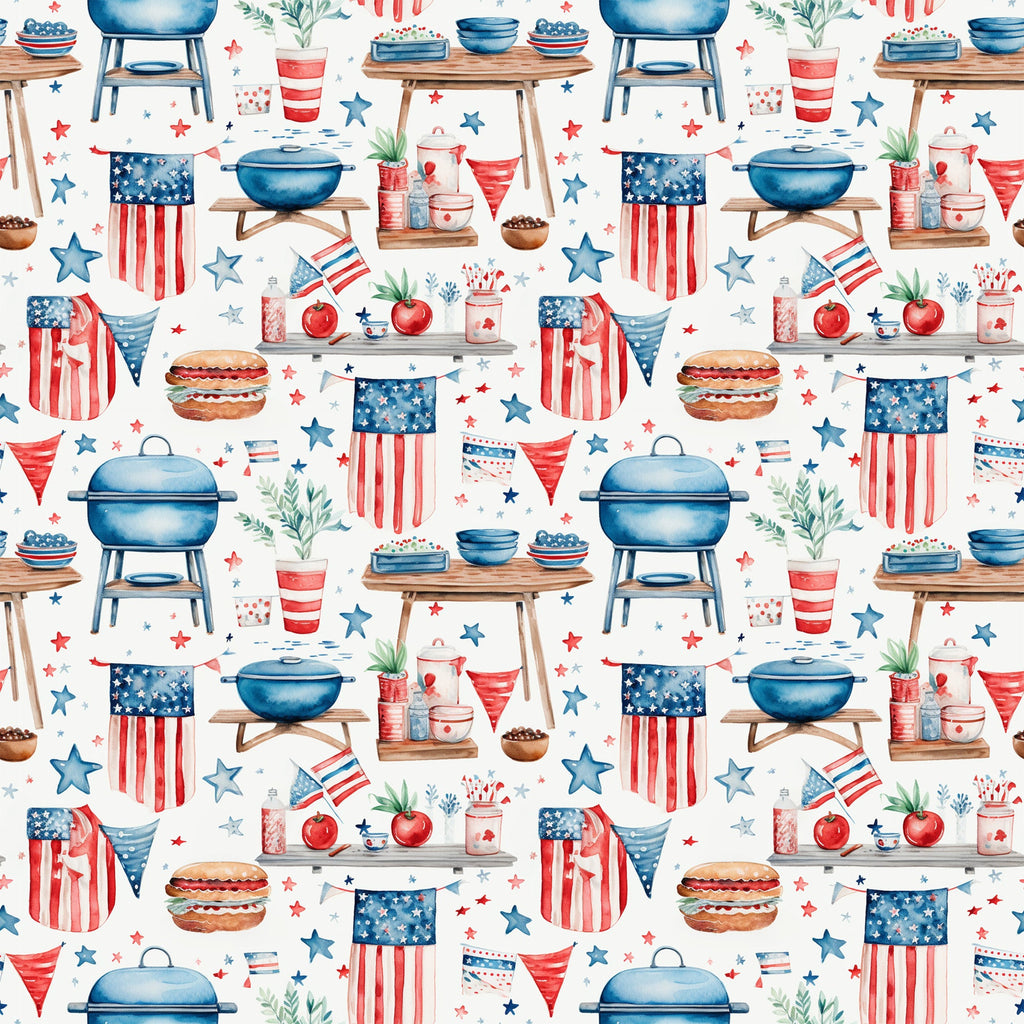 Patriotic Picnic Pattern 6 Minky Fabric