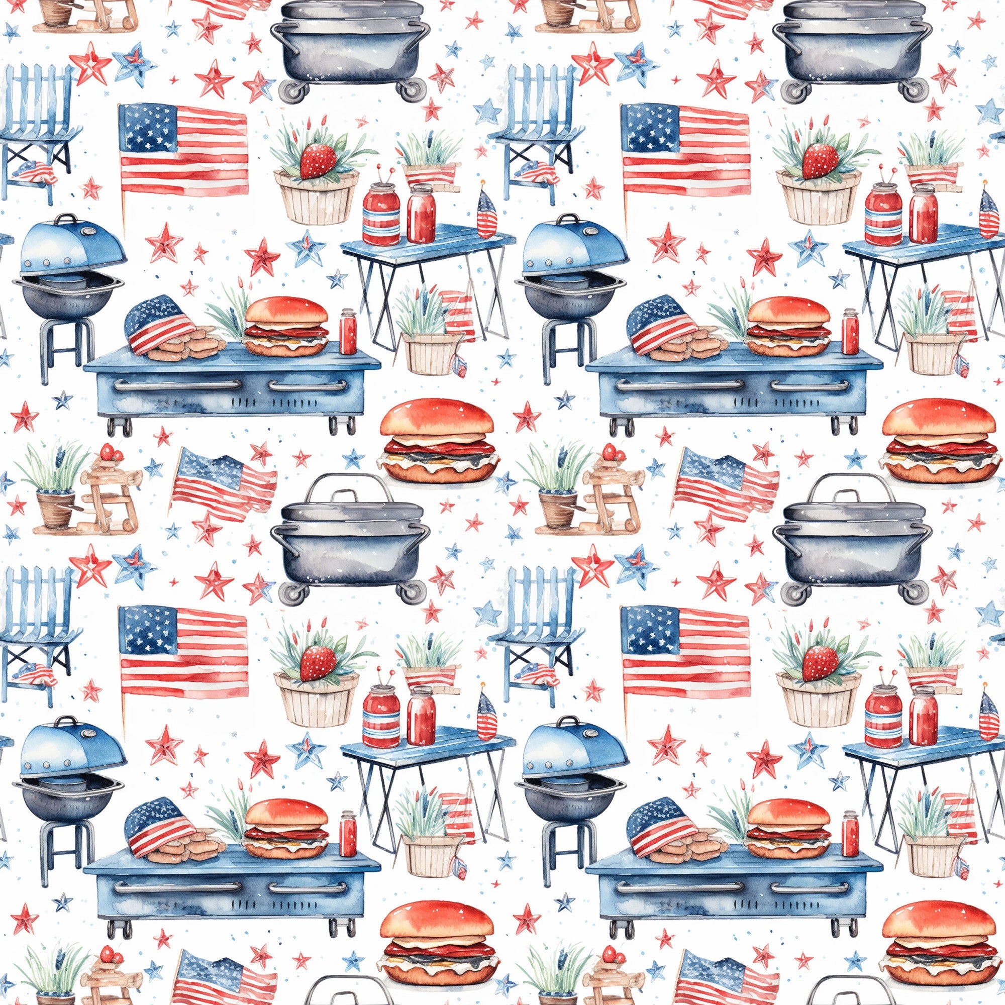 Patriotic Picnic Pattern 7 Minky Fabric