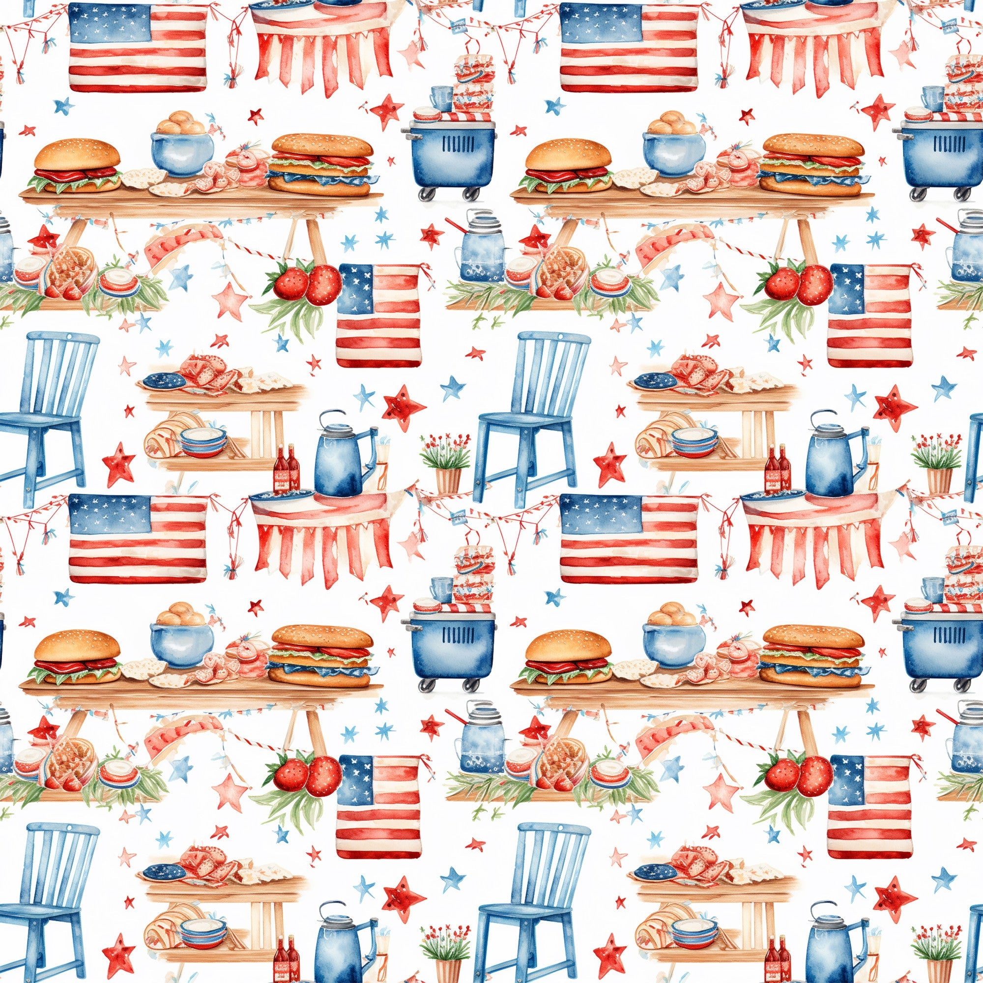 Patriotic Picnic Pattern 8 Minky Fabric