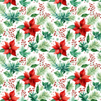 red, green, white, watercolor, christmas, poinsettia, botanical, floral, berries, pine needles, evergreen, leaves, holiday pattern, seamless repeat,, fabric panel, festive, winter florals, nature motifs, painterly style