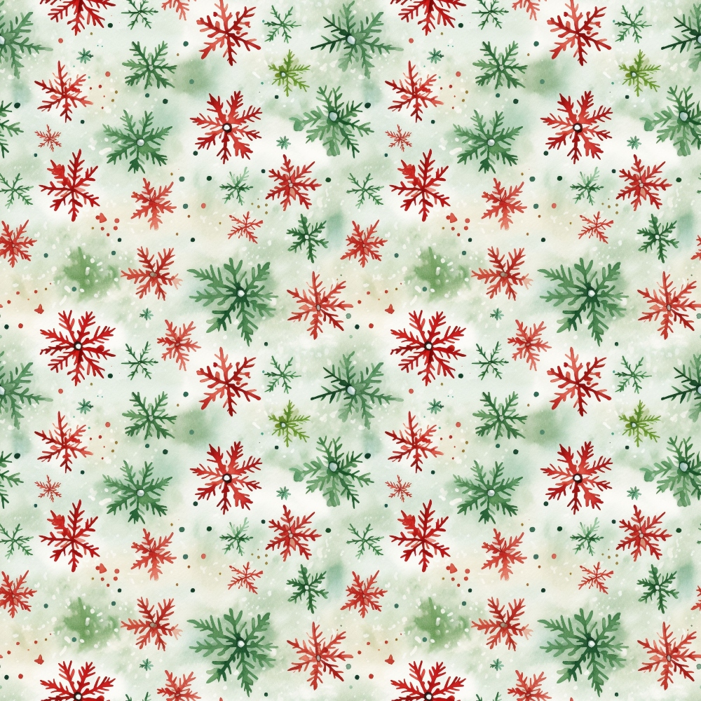 red, green, watercolor, snowflakes, christmas pattern,, fabric panel, winter motifs, scattered design, holiday fabric, festive colors, geometric snowflakes, repeating pattern, seasonal fabric, craft fabric, sewing material, winter wonderland, holiday quilting, christmas crafting, decorative snowflakes