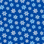 Pattern of white and blue snowflakes on a solid blue background.