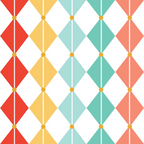 red, coral, yellow, mint green, teal, white, diamond pattern, geometric design, retro style, mid-century modern, repeating motifs,, fabric panel, christmas themed, holiday fabric, vintage inspired, colorful diamonds, interconnected shapes, festive colors, winter palette