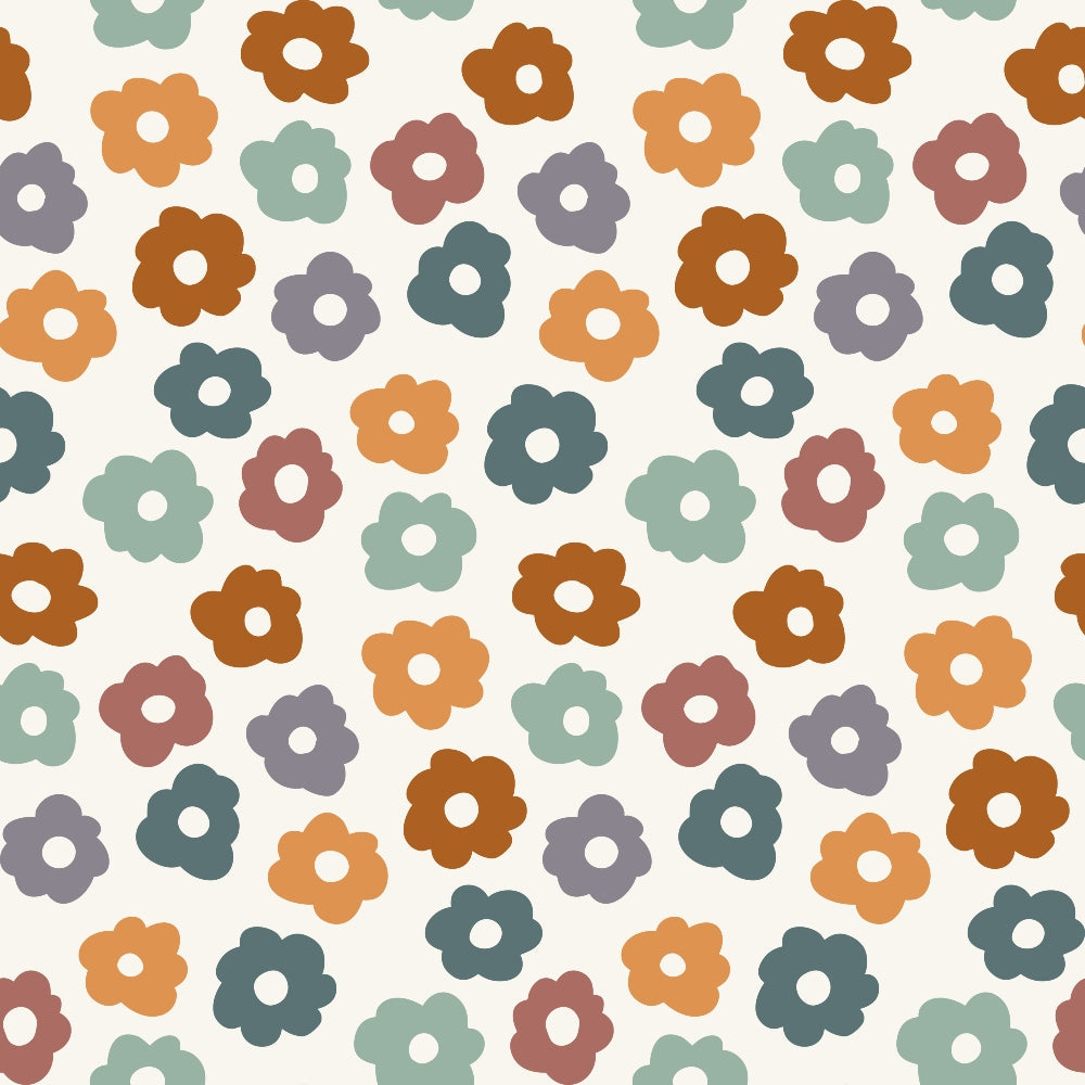 Retro Floral Pattern 12 Fabric, quilting fabric, cotton textile, yardage, multicolor floral design, vintage style, soft texture, muted tones, retro flowers, decorative cotton material, crafting fabric, sewing fabric, premium cotton, traditional print, eco-friendly finish