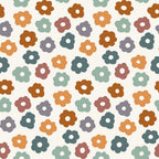Retro Floral Pattern 12 Fabric, quilting fabric, cotton textile, yardage, multicolor floral design, vintage style, soft texture, muted tones, retro flowers, decorative cotton material, crafting fabric, sewing fabric, premium cotton, traditional print, eco-friendly finish