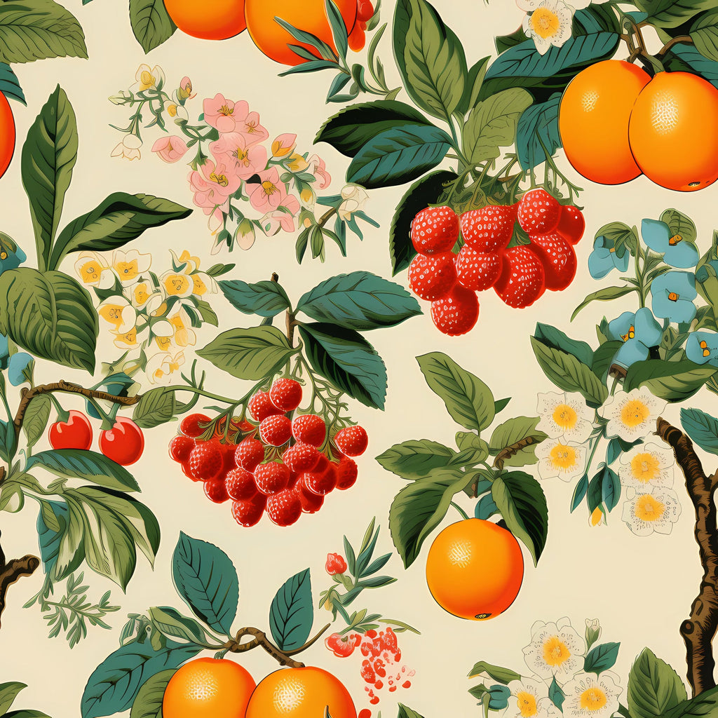 Retro Fruity Garden Pattern 1 Minky Fabric