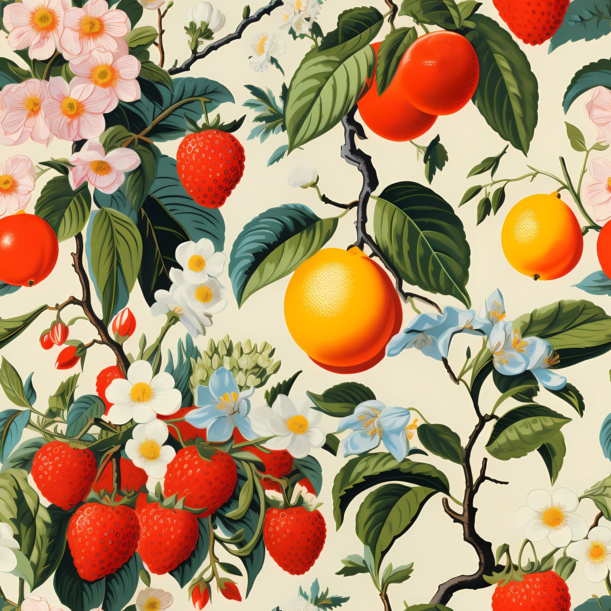 Retro Fruity Garden Pattern 2 Minky Fabric