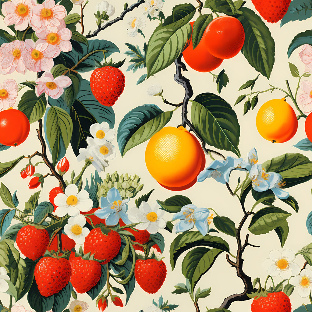 Retro Fruity Garden Pattern 2 Minky Fabric