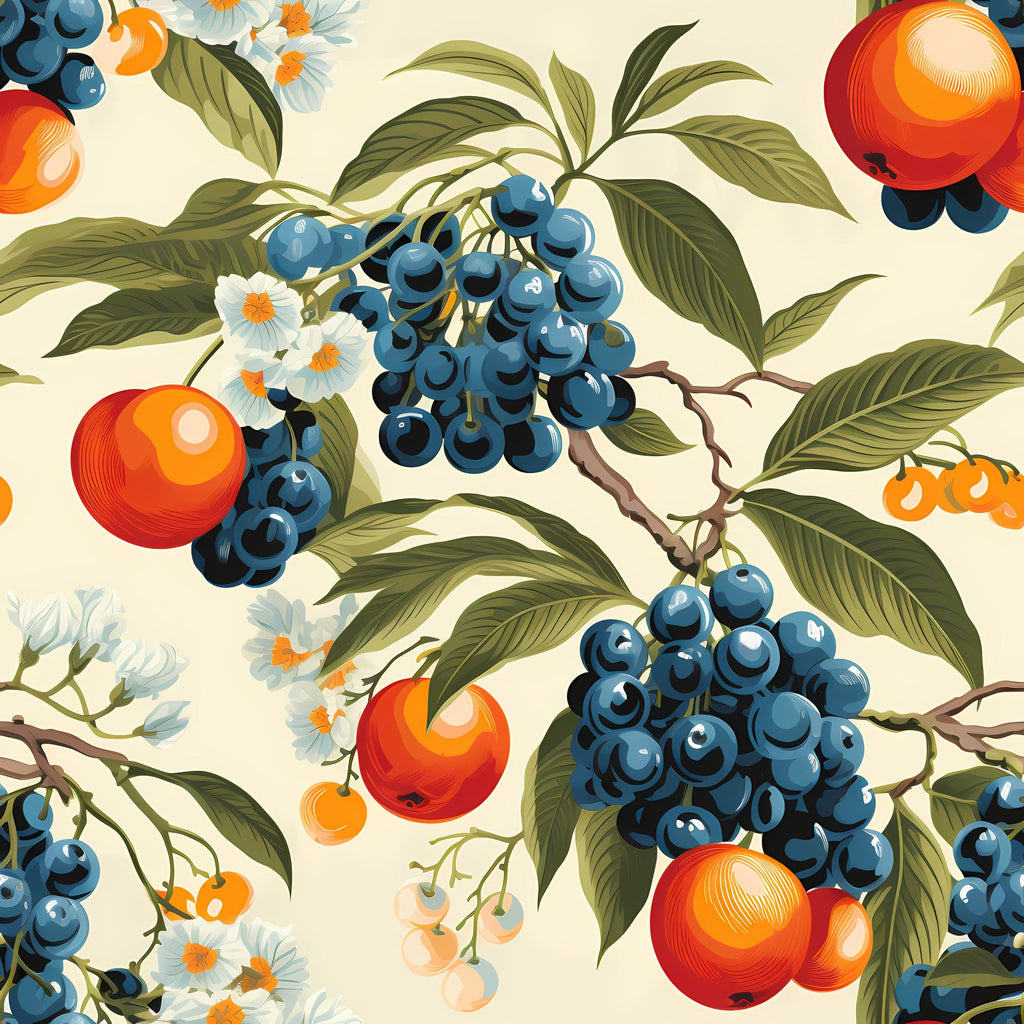 Retro Fruity Garden Pattern 4 Minky Fabric