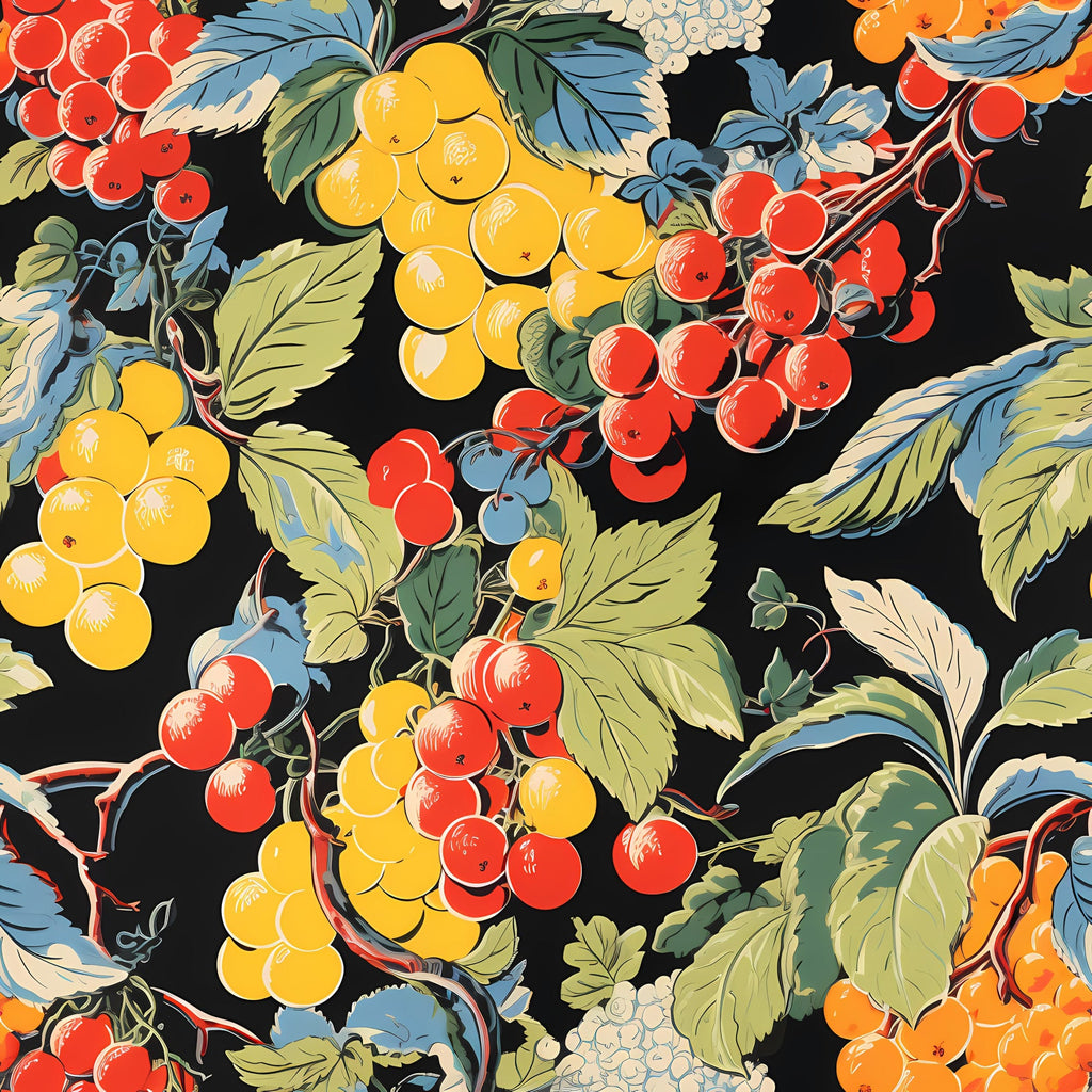 Retro Fruity Garden Pattern 5 Minky Fabric