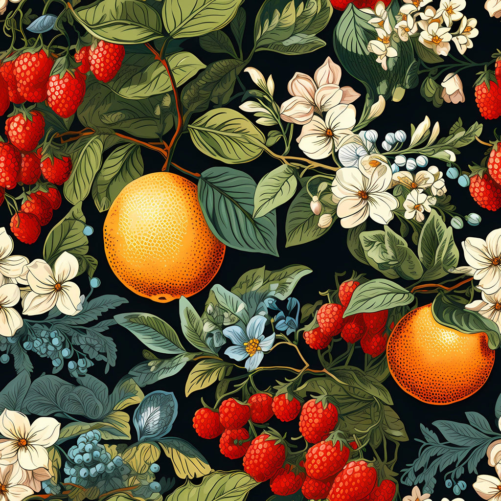 Retro Fruity Garden Pattern 6 Minky Fabric