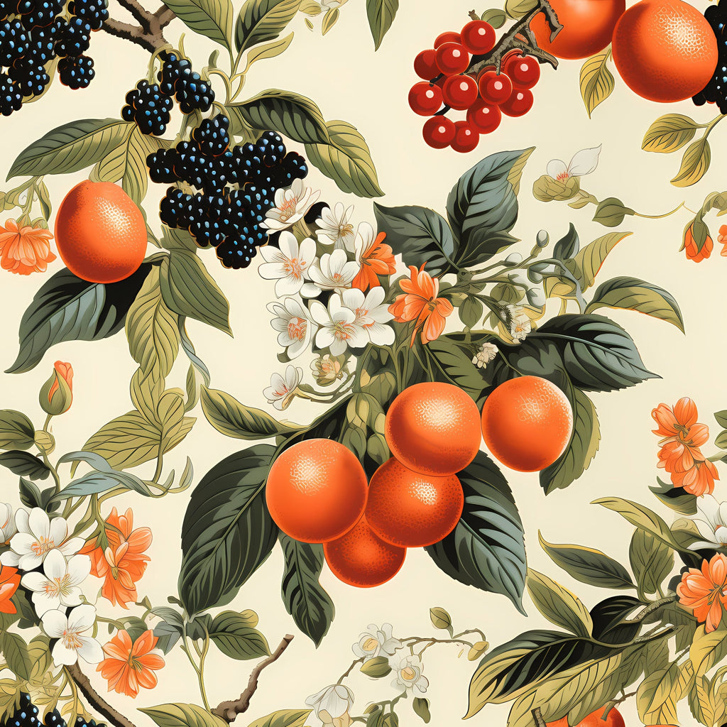 Retro Fruity Garden Pattern 7 Minky Fabric
