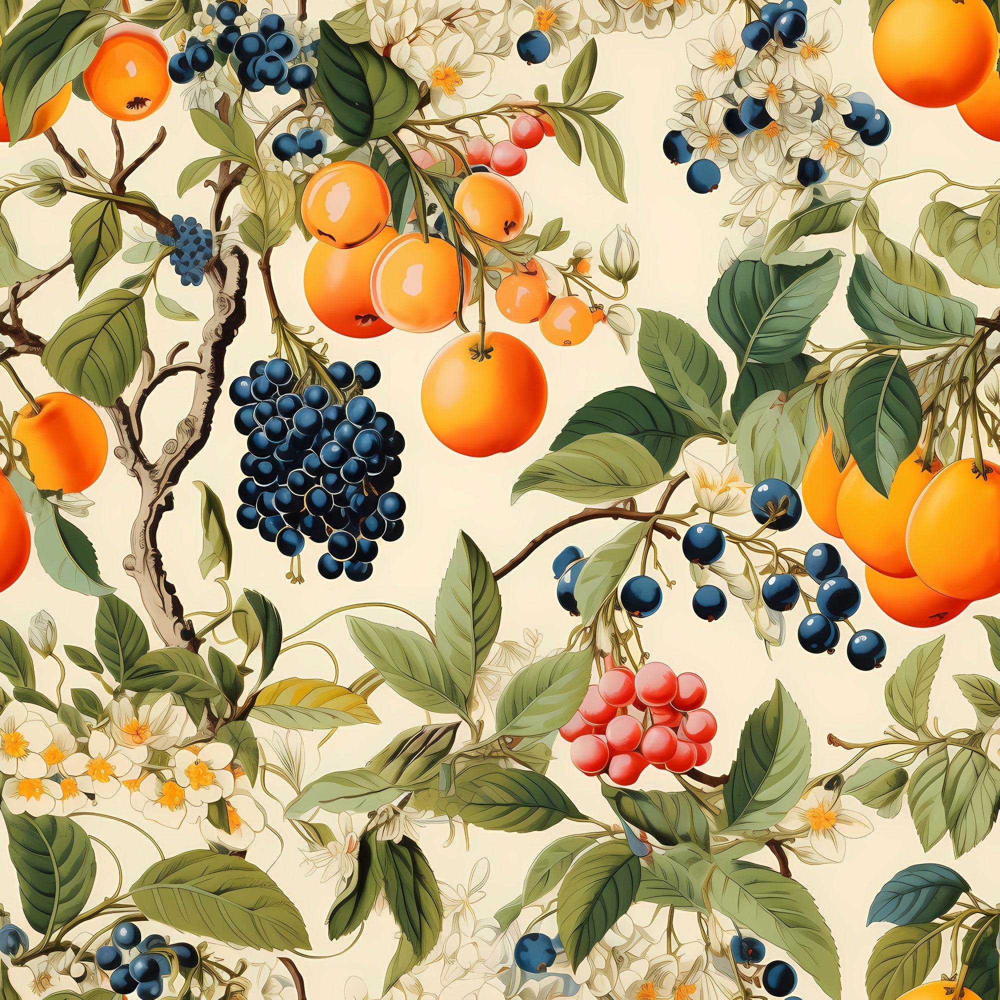 Retro Fruity Garden Pattern 8 Minky Fabric