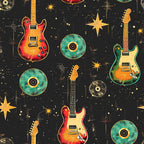 Rock Legends Guitars Pattern 1 Minky Fabric