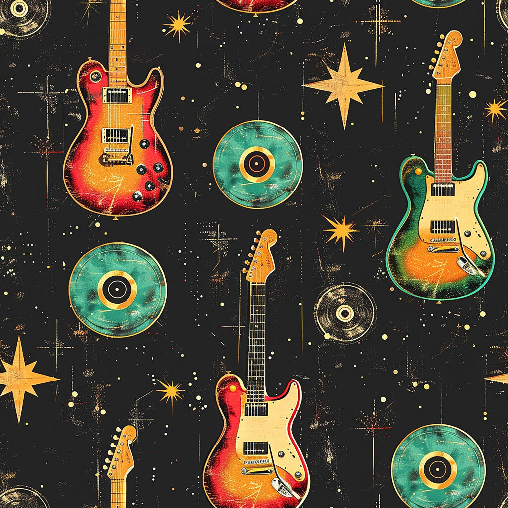Rock Legends Guitars Pattern 1 Minky Fabric
