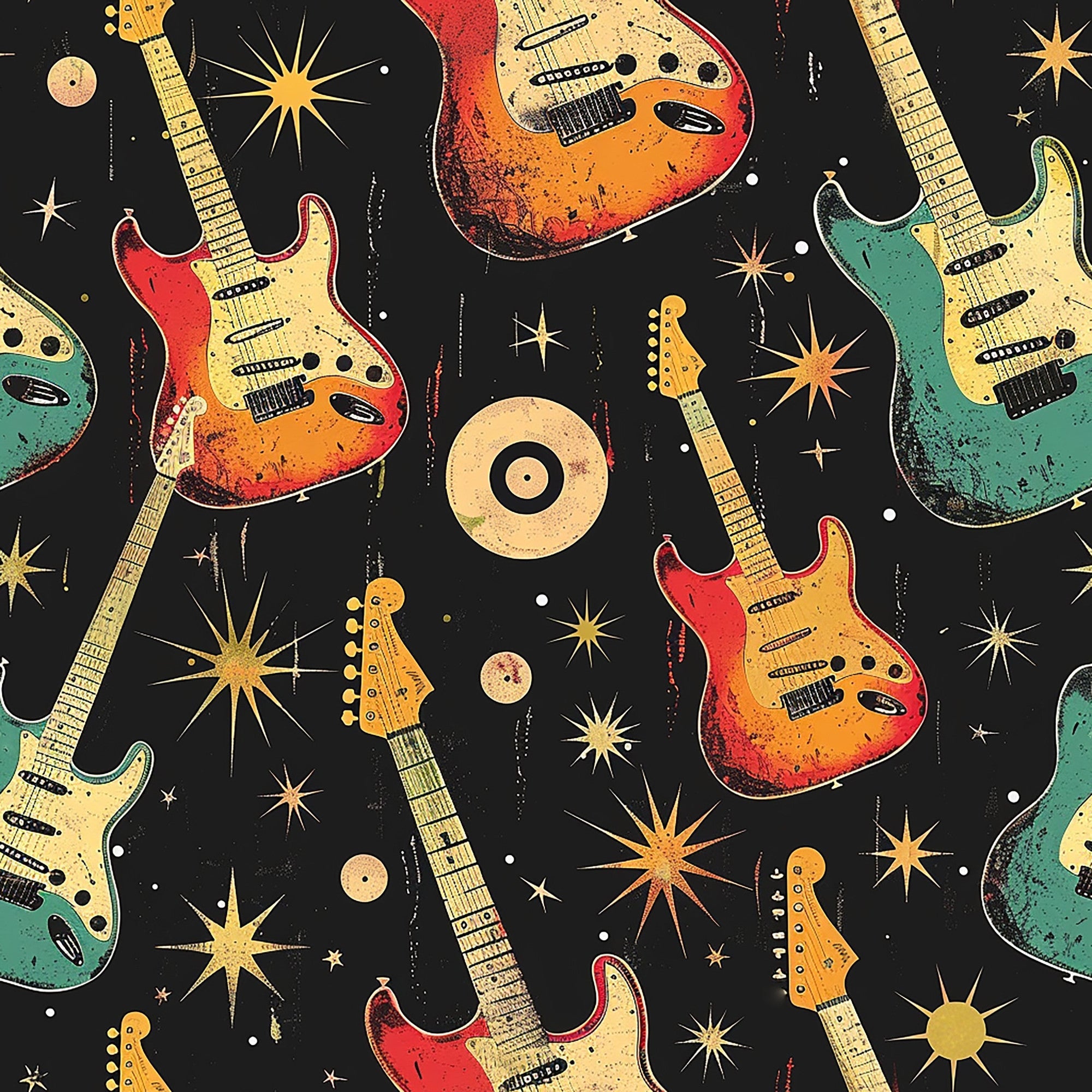 Rock Legends Guitars Pattern 2 Minky Fabric