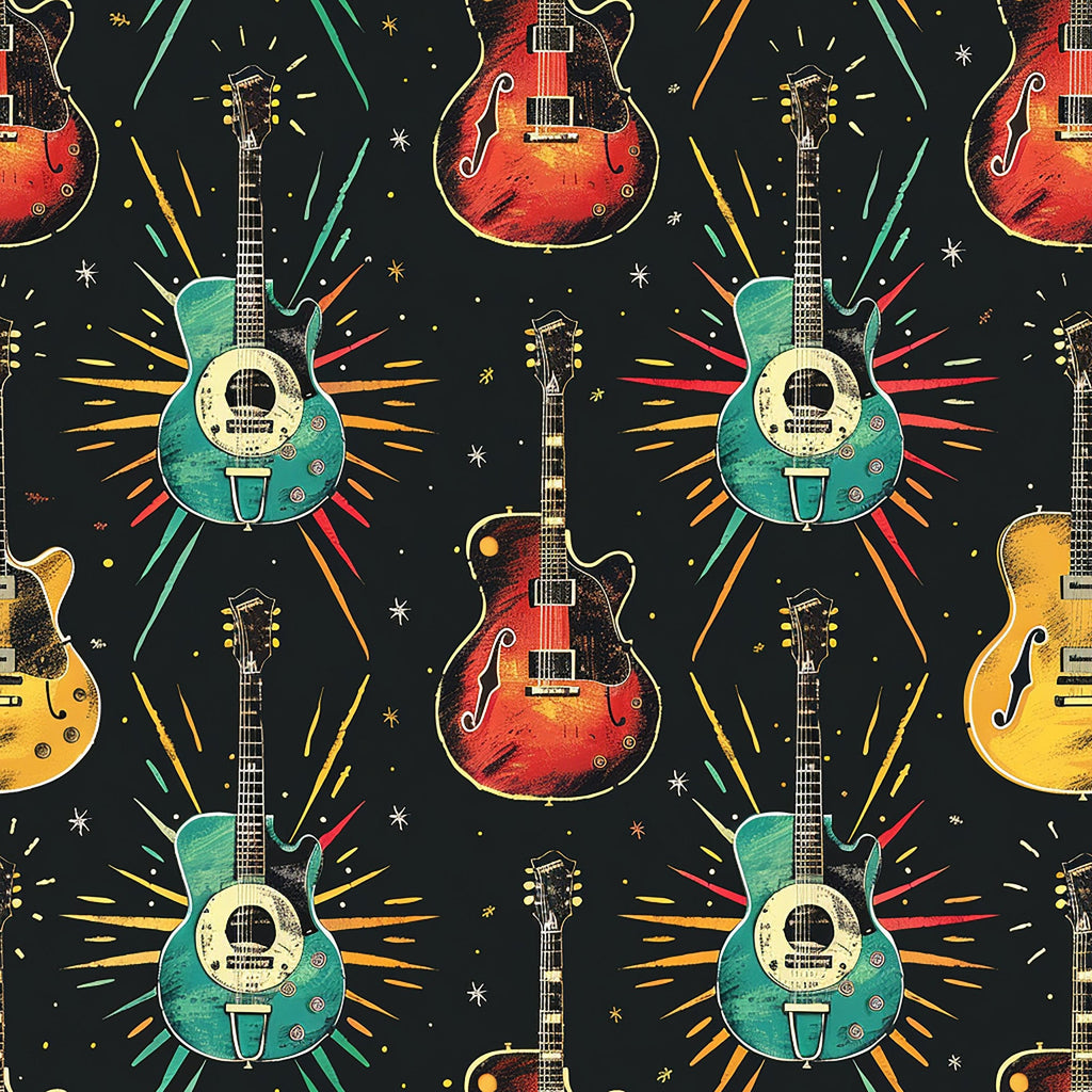 Rock Legends Guitars Pattern 3 Minky Fabric